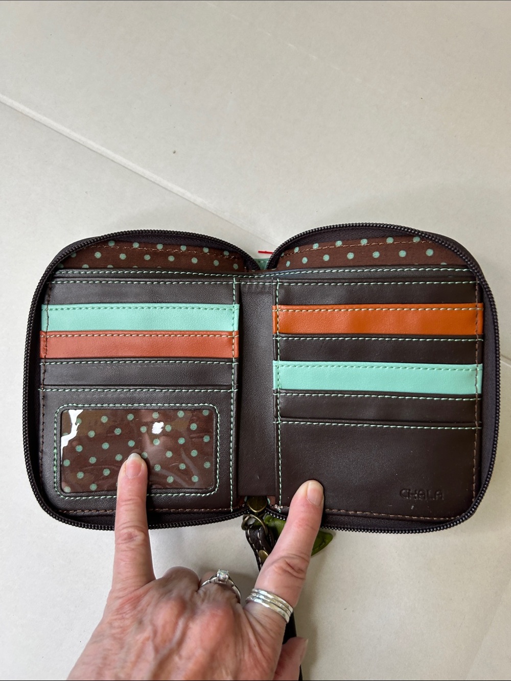 CHALA LADYBUG ZIP AROUND FAUX LEATHER WRISTLET WALLET - Picture 5 of 11